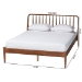 Baxton Studio Maeron Mid-Century Modern Walnut Brown Queen Platform Bed with Spindle Headboard - BSOMG0235-1-Walnut-Queen