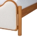 Baxton Studio Lilia Mid-Century Modern Scalloped Cream Boucle and Oak Brown Wood Queen Platform Bed - BSOMG0236-Cream-Queen