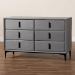 Baxton Studio Etienne Modern Slate Grey Velvet 6-Drawer Dresser - BSOBBT2047 A3-Dark Grey-Dresser