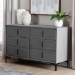 Baxton Studio Etienne Modern Slate Grey Velvet 6-Drawer Dresser - BSOBBT2047 A3-Dark Grey-Dresser