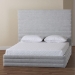 Baxton Studio Cadmus Modern Light Grey Channel-Tufted Fabric King Platform Bed - BSOBBT61237-Light Grey-King