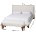 Baxton Studio Vinicio Mid-Century Modern Cream Boucle Queen Size 2-Piece Bedroom Set - BSOBBT61296-Cream-Queen 2PC Bedroom Set