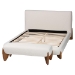 Baxton Studio Vinicio Mid-Century Modern Cream Boucle Queen Size 2-Piece Bedroom Set - BSOBBT61296-Cream-Queen 2PC Bedroom Set