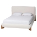 Baxton Studio Vinicio Mid-Century Modern Cream Boucle Queen Size 2-Piece Bedroom Set - BSOBBT61296-Cream-Queen 2PC Bedroom Set