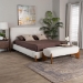 Baxton Studio Vinicio Mid-Century Modern Cream Boucle Queen Size 2-Piece Bedroom Set - BSOBBT61296-Cream-Queen 2PC Bedroom Set