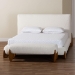 Baxton Studio Vinicio Mid-Century Modern Cream Boucle Queen Size 2-Piece Bedroom Set - BSOBBT61296-Cream-Queen 2PC Bedroom Set