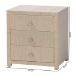 bali & pari Quinn Bohemian Woven Natural Grasscloth 3-Drawer Nightstand - BSOQuinn-Natural Woven Grasscloth-3DR-NS