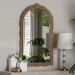 Baxton Studio Caitlin Antique Gold Finished Wood Arch Accent Wall Mirror with Carved Leaf Border - BSORXW-10951-Wall Mirror