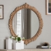 Baxton Studio Caitlin Antique Gold Finished Wood Round Accent Wall Mirror with Carved Leaf Border - BSORXW-10952-Wall Mirror