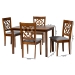 Baxton Studio Renaud Modern Grey and Walnut Brown Wood 5-Piece Dining Set - BSOFelicia-Grey/Walnut-5PC Dining Set