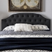 Baxton Studio Windsor Modern and Contemporary Dark Grey Fabric Upholstered Scalloped Buttoned Queen Size Headboard - BSOBBT6620-Dark Grey-Queen HB-H1217-20