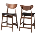 Baxton Studio Latina Mid-century Retro Modern Scandinavian Style Black Faux Leather Upholstered Walnut Wood Finishing 24-Inches Counter Stool Affordable modern furniture in Chicago, classic bar furnitur, modern bar stool, cheap bar stools