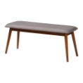 Baxton Studio Flora Mid-Century Modern Light Grey Fabric and "Oak" Medium Brown Finishing Wood Dining Bench Affordable modern furniture in Chicago, classic dining room furniture, modern dining bench, cheap dining bench