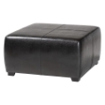 Baxton Studio Belmont Black Leather Large Square Cocktail Ottoman with Wood Feet affordable modern furniture in Chicago, Belmont Black Leather Large Square Cocktail Ottoman with Wood Feet, Living Room Furniture Chicago