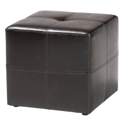 Baxton Studio Nox Dark Brown Bonded Leather Cube Ottoman affordable modern furniture in Chicago, Nox Dark Brown Bonded Leather Cube Ottoman, Living Room Furniture Chicago