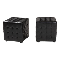 Baxton Studio Siskal Black Modern Cube Ottoman (Set of 2) affordable modern furniture in Chicago, Living Room Furniture, Siskal Black Modern Cube Ottoman