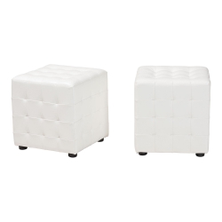 Baxton Studio Siskal White Modern Cube Ottoman (Set of 2) affordable modern furniture in Chicago, Living Room Furniture, Siskal White Modern Cube Ottoman
