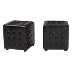Baxton Studio Siskal Dark Brown Modern Cube Ottoman  (Set of 2) affordable modern furniture in Chicago, Living Room Furniture, Siskal Dark Brown Modern Cube Ottoman
