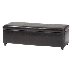 Baxton Studio Leather dark brown storage bench ottoman affordable modern furniture in Chicago, Leather dark brown storage bench ottoman, Living Room Furniture Chicago