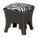 Baxton Studio Sally Modern and Contemporary Zebra-print Patterned Fabric Brown Faux Leather Upholstered Accent Stool with Nail heads - BSOWS-B1212-Brown