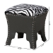Baxton Studio Sally Modern and Contemporary Zebra-print Patterned Fabric Brown Faux Leather Upholstered Accent Stool with Nail heads - BSOWS-B1212-Brown