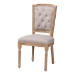 Baxton Studio Estelle  Chic Rustic French Country Cottage Weathered Oak Beige Fabric Button-tufted Upholstered Dining Chair - BSOTSF-9341