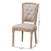 Baxton Studio Estelle  Chic Rustic French Country Cottage Weathered Oak Beige Fabric Button-tufted Upholstered Dining Chair - BSOTSF-9341