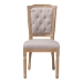 Baxton Studio Estelle  Chic Rustic French Country Cottage Weathered Oak Beige Fabric Button-tufted Upholstered Dining Chair - BSOTSF-9341