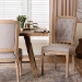 Baxton Studio Estelle  Chic Rustic French Country Cottage Weathered Oak Beige Fabric Button-tufted Upholstered Dining Chair - BSOTSF-9341