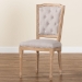 Baxton Studio Estelle  Chic Rustic French Country Cottage Weathered Oak Beige Fabric Button-tufted Upholstered Dining Chair - BSOTSF-9341