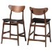 Baxton Studio Latina Mid-century Retro Modern Scandinavian Style Black Faux Leather Upholstered Walnut Wood Finishing 24-Inches Counter Stool - BSOLatina Barstool-Black PVC