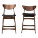 Baxton Studio Latina Mid-century Retro Modern Scandinavian Style Black Faux Leather Upholstered Walnut Wood Finishing 24-Inches Counter Stool - BSOLatina Barstool-Black PVC