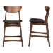 Baxton Studio Latina Mid-century Retro Modern Scandinavian Style Black Faux Leather Upholstered Walnut Wood Finishing 24-Inches Counter Stool - BSOLatina Barstool-Black PVC