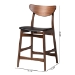 Baxton Studio Latina Mid-century Retro Modern Scandinavian Style Black Faux Leather Upholstered Walnut Wood Finishing 24-Inches Counter Stool - BSOLatina Barstool-Black PVC