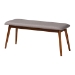 Baxton Studio Flora Mid-Century Modern Light Grey Fabric and "Oak" Medium Brown Finishing Wood Dining Bench - BSOFlora-Medium Oak-Bench