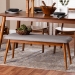 Baxton Studio Flora Mid-Century Modern Light Grey Fabric and "Oak" Medium Brown Finishing Wood Dining Bench - BSOFlora-Medium Oak-Bench
