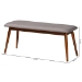 Baxton Studio Flora Mid-Century Modern Light Grey Fabric and "Oak" Medium Brown Finishing Wood Dining Bench - BSOFlora-Medium Oak-Bench
