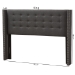 Baxton Studio Ginaro Modern And Contemporary Dark Grey Fabric Button-Tufted Nail head King Size Winged Headboard - BSOBBT6627-Dark Grey-King HB