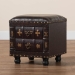 Baxton Studio Charlier Rustic Antique Inspired Dark Brown Faux Leather Upholstered Wood Storage Ottoman with Book Spine Drawer - BSOHY2A487-Black-Otto