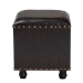 Baxton Studio Charlier Rustic Antique Inspired Dark Brown Faux Leather Upholstered Wood Storage Ottoman with Book Spine Drawer - BSOHY2A487-Black-Otto
