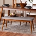 Baxton Studio Flora II Mid-Century Modern Light Grey Fabric Upholstered Medium Oak Finished Wood Dining Bench - BSOFlora2-Light Grey/Medium Oak-Bench