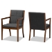 Baxton Studio Theresa Mid-Century Modern Dark Grey Fabric Upholstered and Walnut Brown Finished Wood Living Room Accent Chair (Set of 2) - BSOBBT5390-Dark Grey/Walnut-CC