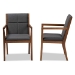 Baxton Studio Theresa Mid-Century Modern Dark Grey Fabric Upholstered and Walnut Brown Finished Wood Living Room Accent Chair (Set of 2) - BSOBBT5390-Dark Grey/Walnut-CC