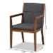 Baxton Studio Theresa Mid-Century Modern Dark Grey Fabric Upholstered and Walnut Brown Finished Wood Living Room Accent Chair (Set of 2) - BSOBBT5390-Dark Grey/Walnut-CC