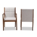 Baxton Studio Theresa Mid-Century Modern Greyish Beige Fabric Upholstered and Walnut Brown Finished Wood Living Room Accent Chair (Set of 2) - BSOBBT5390-Greyish Beige/Walnut-CC