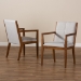 Baxton Studio Theresa Mid-Century Modern Greyish Beige Fabric Upholstered and Walnut Brown Finished Wood Living Room Accent Chair (Set of 2) - BSOBBT5390-Greyish Beige/Walnut-CC