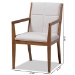 Baxton Studio Theresa Mid-Century Modern Greyish Beige Fabric Upholstered and Walnut Brown Finished Wood Living Room Accent Chair (Set of 2) - BSOBBT5390-Greyish Beige/Walnut-CC