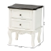 Baxton Studio Darlene Classic and Traditional French White and Cherry Brown Finished Wood 2-Drawer End Table - BSOJY-132054-2 DW ET