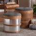 Baxton Studio Caleb Modern Grey Fabric and Alligator Faux Leather 2-Piece Storage Ottoman Set - BSOR87R504-2PC Otto Set