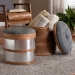 Baxton Studio Caleb Modern Grey Fabric and Alligator Faux Leather 2-Piece Storage Ottoman Set - BSOR87R504-2PC Otto Set